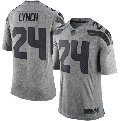 Nike Seahawks #24 Marshawn Lynch Gray Men's Stitched NFL Limited Gridiron Gray Jersey